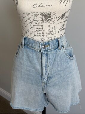 Aerie Light Wash High-Rise Elastic Denim Shorts